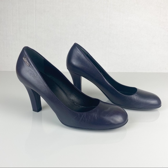 Gucci Classic Leather Round Toe Pumps Heels - Picture 2 of 14